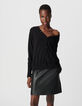 Schwarze Damenwendestrickjacke-2
