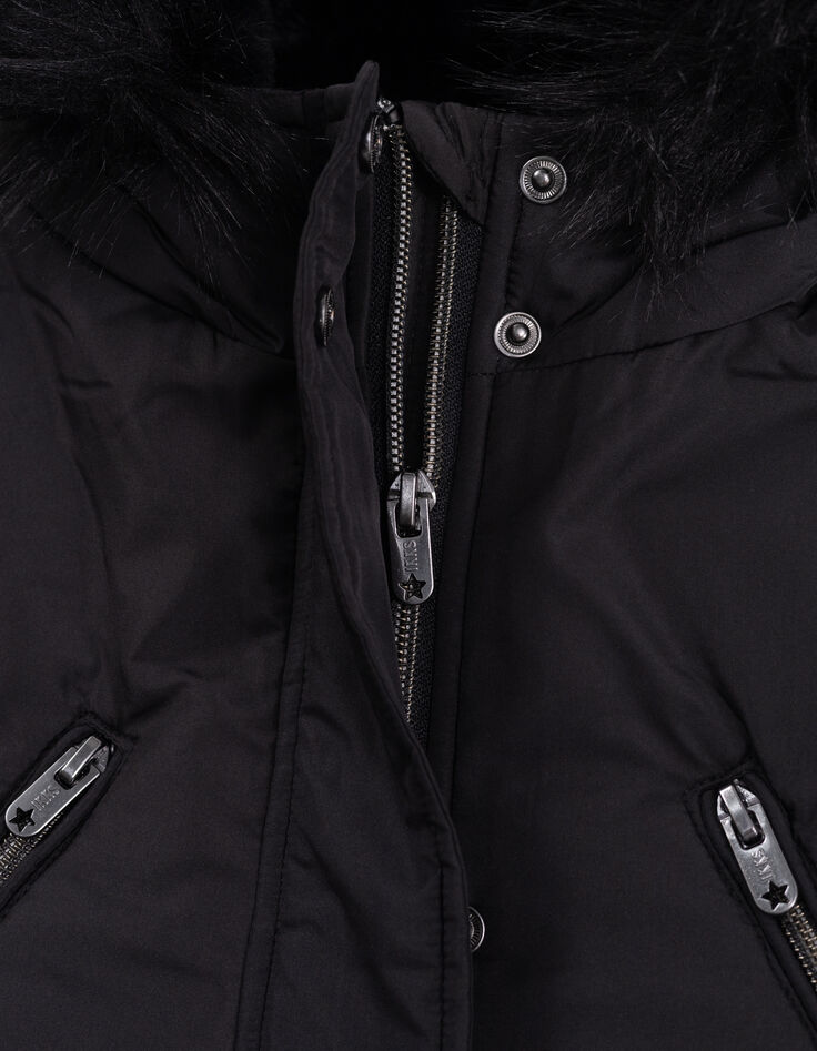 Parka negra 2 en 1 negra con plumas dorado sin mangas niña-6