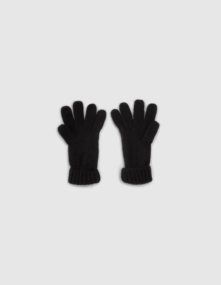 Schwarze Mädchenhandschuhe aus Glitzerstrick -3