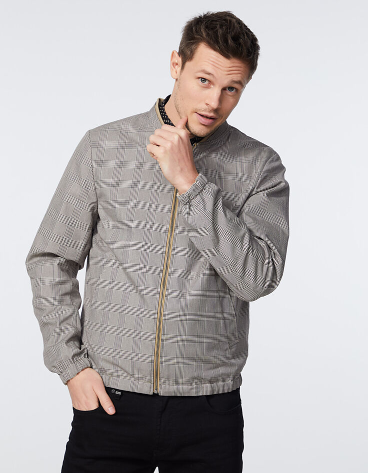 Bomber réversible beige et prince-de-galles Homme-3