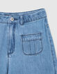 Blaue, WEITE M&auml;dchenjeans mit aufgesetzten Taschen-2