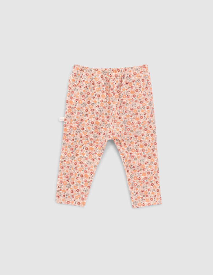 Baby girls’ peach micro-flower print trousers-2