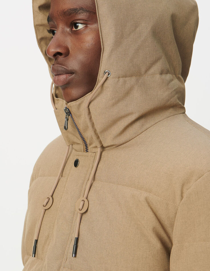 Lange beige pufferjas WATERPROOF Heren-6
