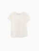Girls’ off-white T-shirt with gold slogan-4
