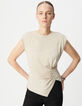 Camiseta sin mangas efecto drapeado beige Mujer-2
