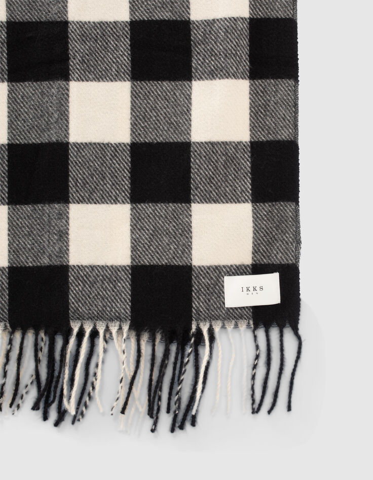 Echarpe noire &agrave; motif carreaux Homme-5