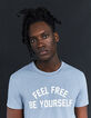Tee-shirt bleu grisé bio à message Homme-1