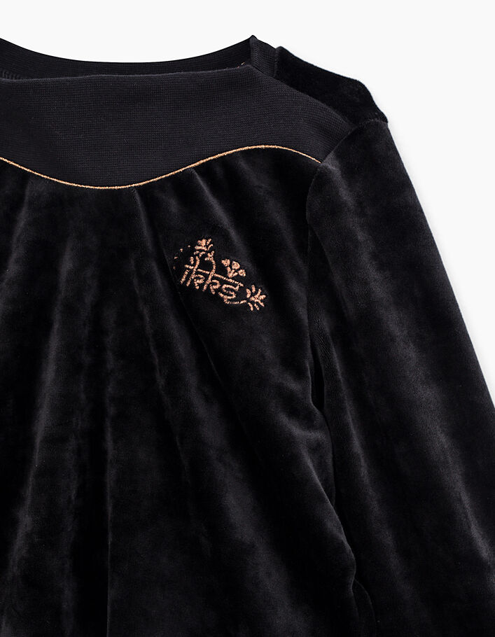 Zwarte 2-in-1 jurk met kasjmierprint en sweater meisjes - IKKS