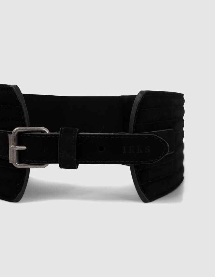 Brede zwarte riem suèdeleer voor jurken Dames-5