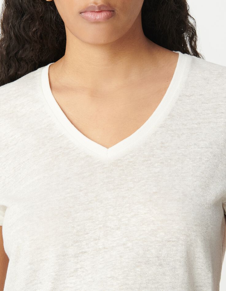 Tee-shirt lin blanc femme-4