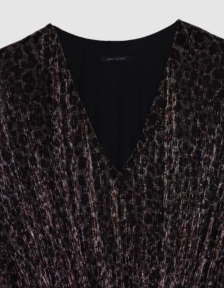 Black lurex knit dress Woman-2