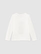 Cremewei&szlig;es M&auml;dchenshirt mit L&ouml;win und Schleife-4