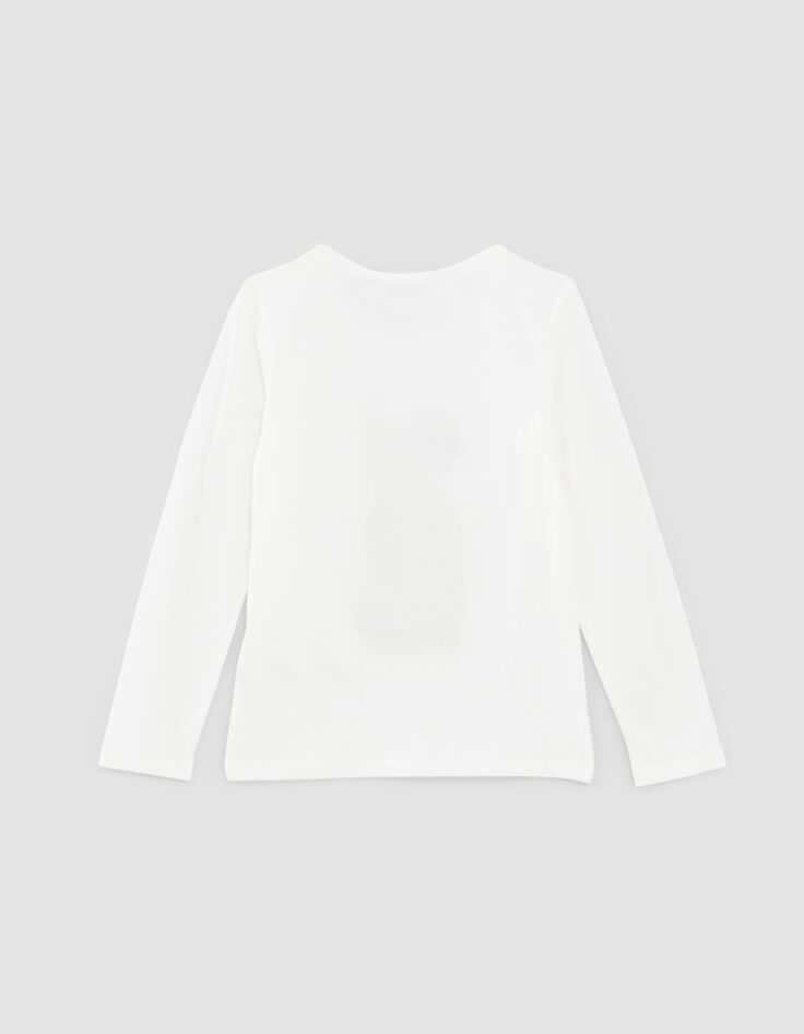 Cremewei&szlig;es M&auml;dchenshirt mit L&ouml;win und Schleife-4