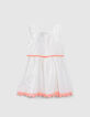 Robe blanc cassé broderies ethniques fluo fille-3