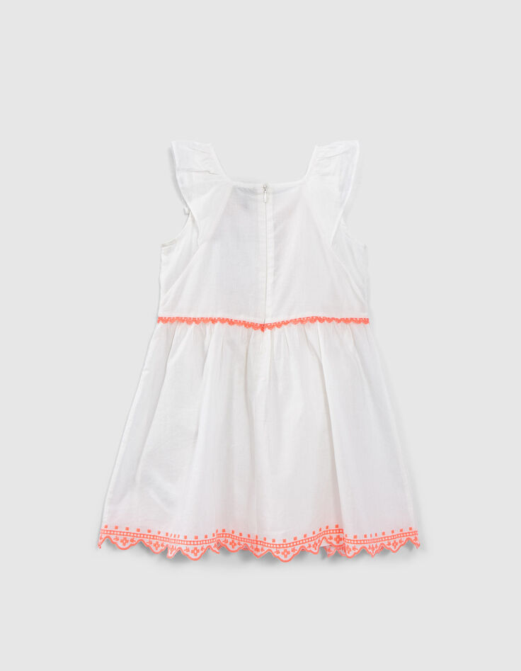 Robe blanc cassé broderies ethniques fluo fille-3