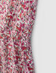 Fuchsia jurk bloemenprint schouderbandjes meisjes-5