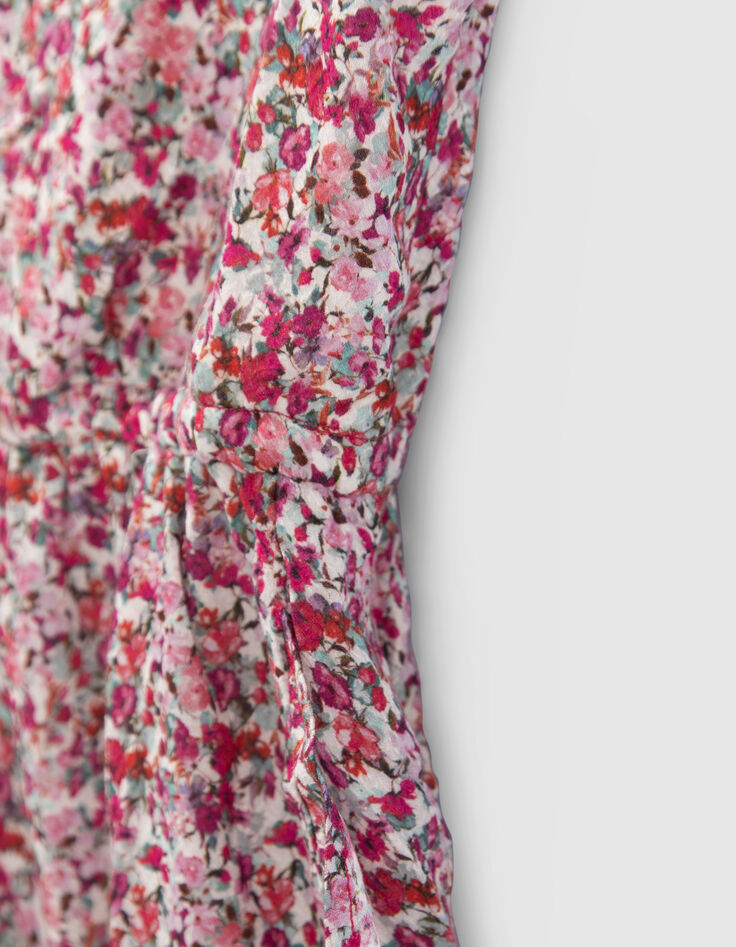 Fuchsia jurk bloemenprint schouderbandjes meisjes-5