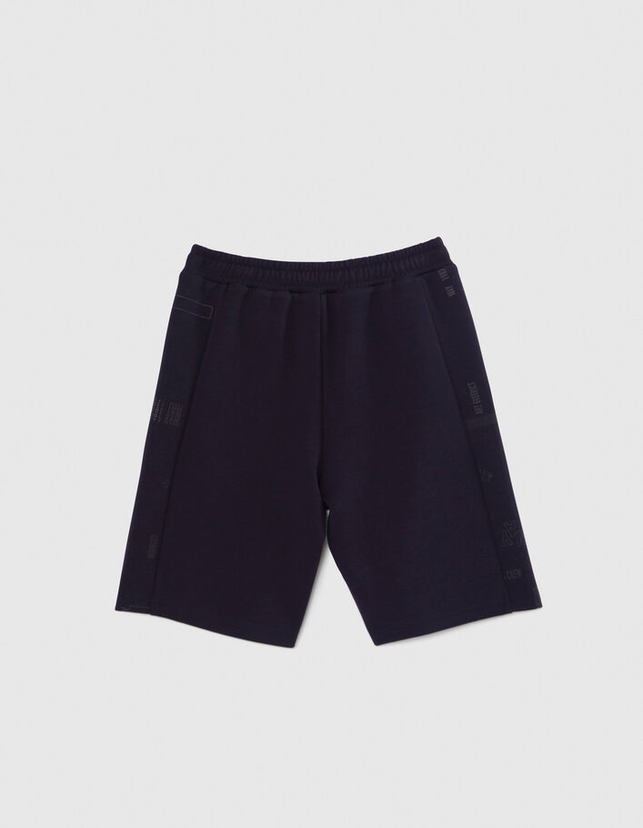 Boys' navy Bermuda shorts with Arty tone-on-tone print - IKKS