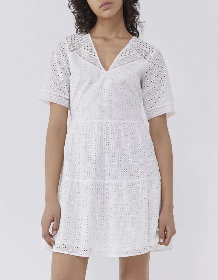 Gebroken witte jurk broderie anglaise dames-2