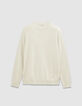 Pull écru tricot relief col rond Homme-5