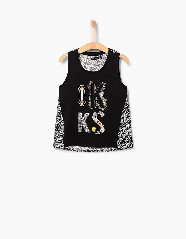 Girls’ black vest top, heart print back - IKKS