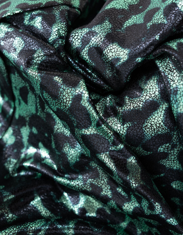 Women's metallic camouflage print green skirt-8