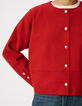 Veste en cuir velours rouge Femme-5