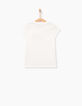 Girls' off-white T-shirt with lace skate-4
