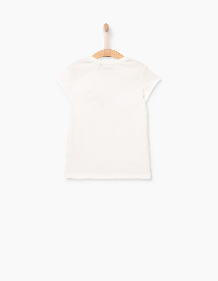 Girls' off-white T-shirt with lace skate-4