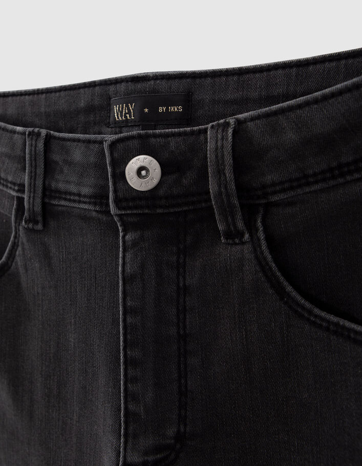 Girls' faded black cropped wide jeans