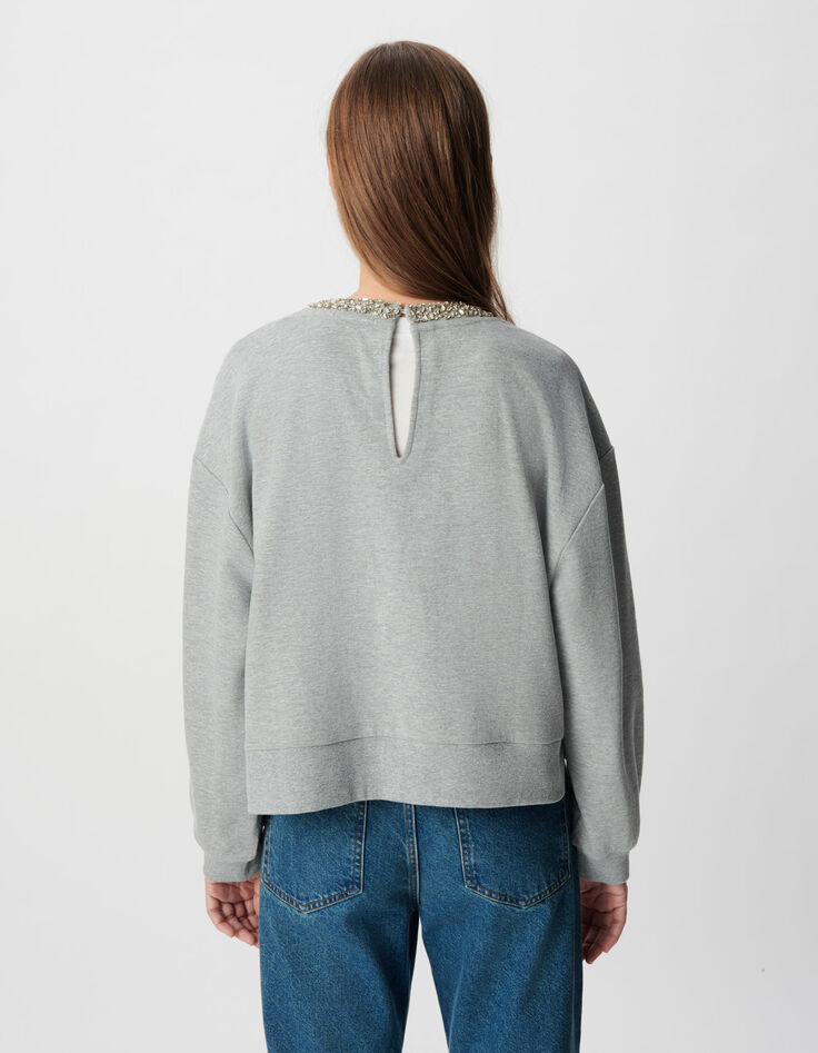 Grijs oversized sweatshirt met juwelenkraag Dames-8