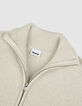 Cardigan col camionneur blanc tricot zipp&eacute; Homme-8