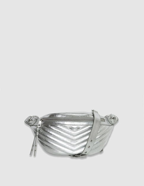 Women's 1440 silver quilted leather belt bag - IKKS