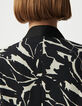 Chaqueta de mujer reversible negra con estampado de flores de cebra-4