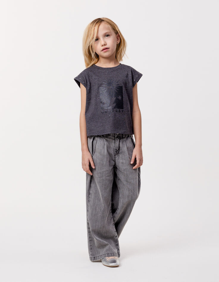 Jean LARGE gris coton bio fille-1