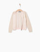 Cardigan rose poudré bi matière et pailleté fille-4