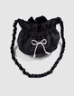 Girls’ black panne velvet bucket bag-2