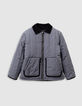 Blaue Jungensteppjacke mit Velourskragen-4