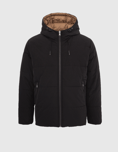Men’s black/beige WATER REPELLENT reversible padded jacket - IKKS