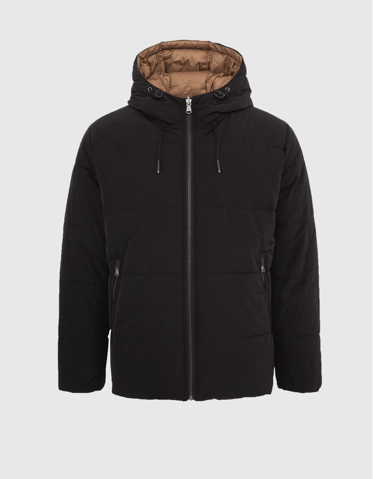 Men’s black/beige WATER REPELLENT reversible padded jacket-1