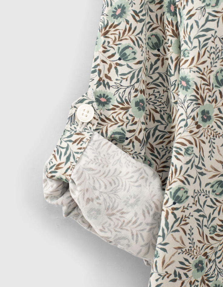 Chemise aqua imprimé fleurs garçon-7