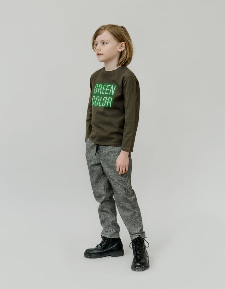 Boy's grey herringbone knit pants-1