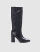 Bottes THE 1. noires cuir détail gourmette Femme-1