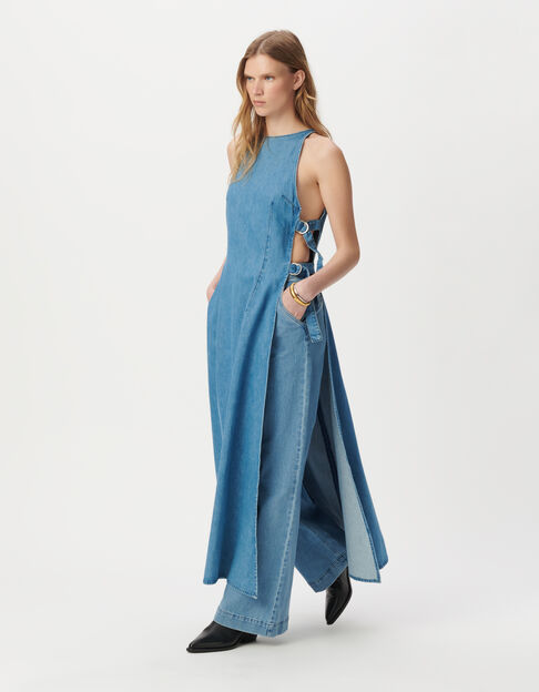 Langes Kleid aus wasserloser Jeans offen Seiten - IKKS
