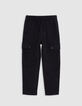 Pantalon BATTLE noir taille élastiquée garçon-1