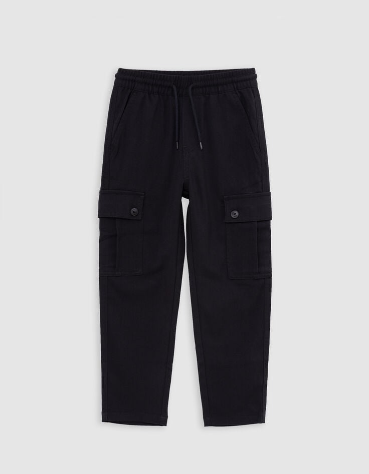 Pantalon BATTLE noir taille élastiquée garçon-1