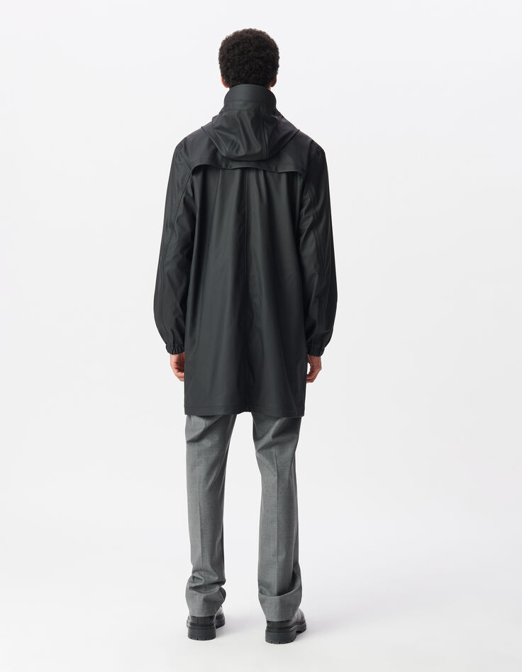 Parka negra nailon goma capucha hombre-3