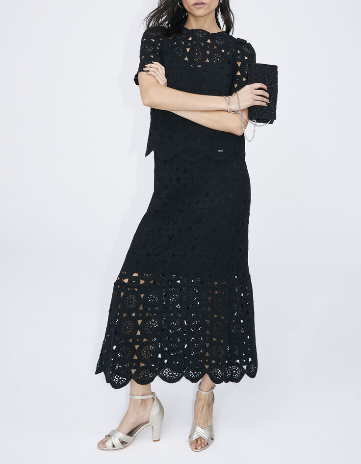 Women&rsquo;s black crochet cropped top-5