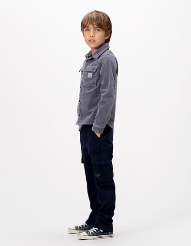 Boys’ blue corduroy overshirt with press studs - IKKS