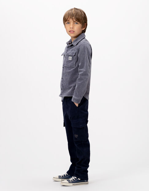 Boys’ blue corduroy overshirt with press studs - IKKS